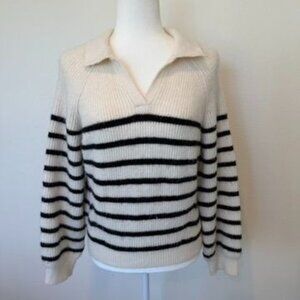 Dazy Preppy Fuzzy Cozy Knit Stripe Collar Sweater Size Medium